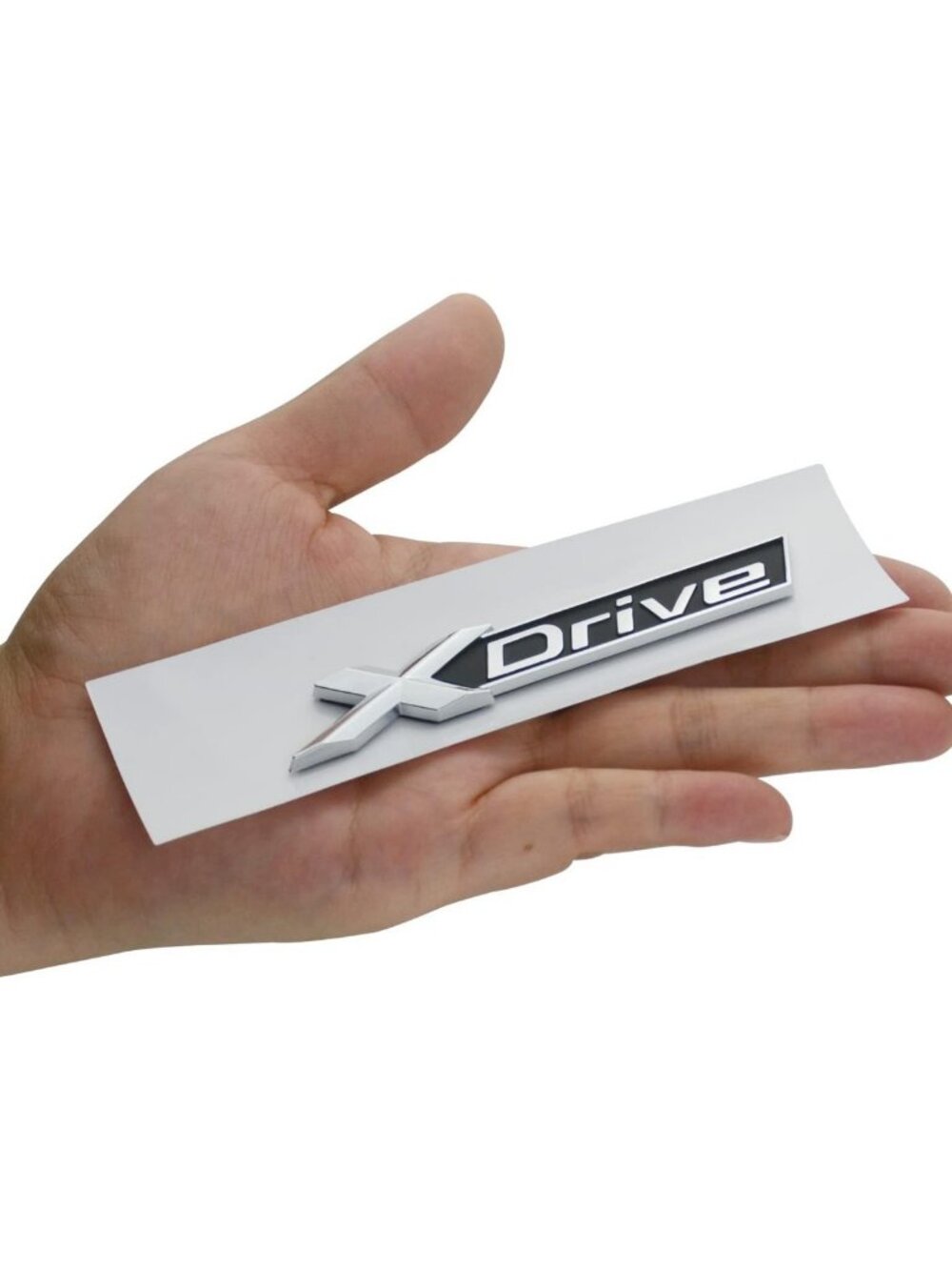 Metal X-Drive Rear Emblem Badge Sticker Decal for Trunk & Fender - Silver/Black